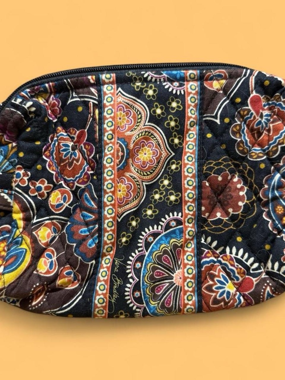 Vera Bradley Retired Quilted Floral Cosmetic Pouch - Black Multi